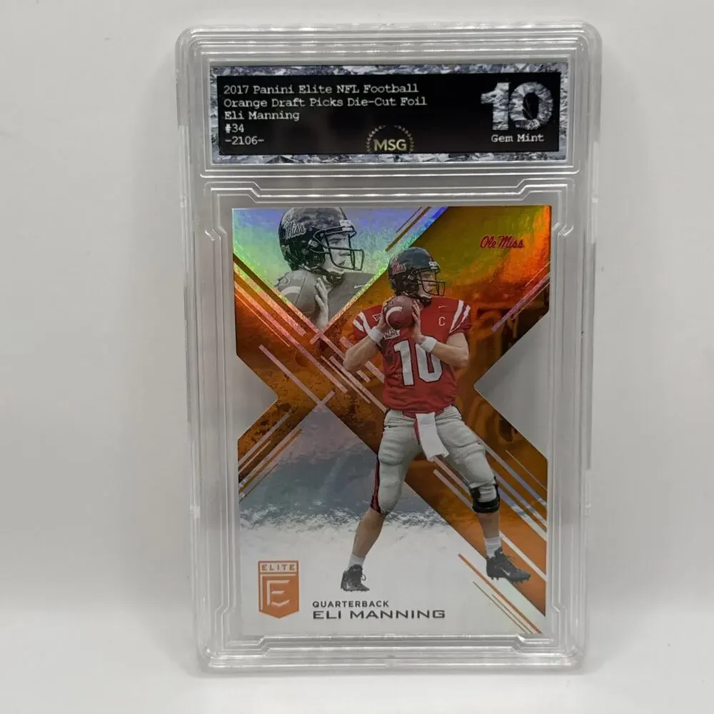 2017 Panini Elite Eli Manning Die-Cut Graded 10 Gem Mint Draft Picks Orange Foil